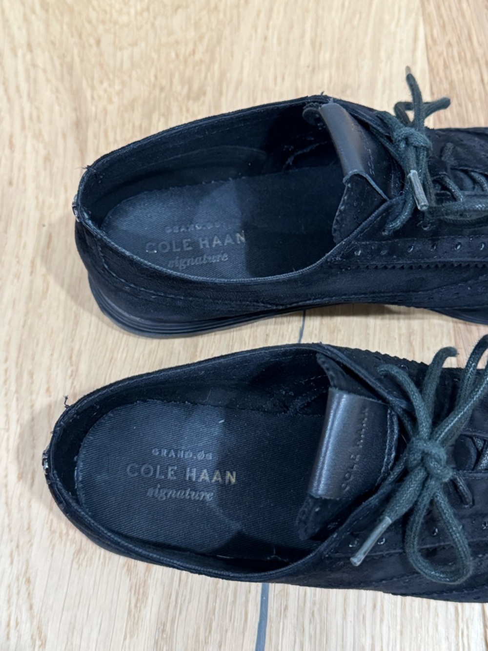 Cole Haan Grand Tour Oxfords black suede leather Sz 7 - Picture 6 of 9